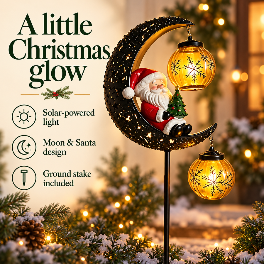 Craft Lovers Solar Santa Moon Garden Light